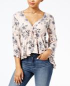 American Rag Juniors' Printed Lace-up Top, Created For Macy's