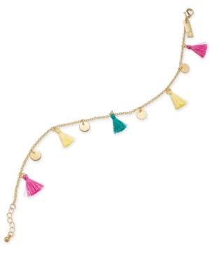 I.n.c. Gold-tone Tassel And Disc Anklet, Created For Macy's