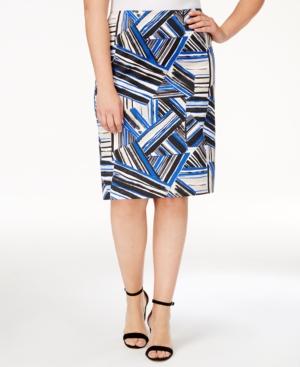 Kasper Plus Size Abstract-print Pencil Skirt
