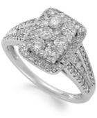 Diamond 14k White Gold Rectangular Engagement Ring (1 Ct. T.w.)