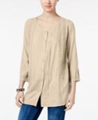 Jm Collection Pleated Crochet-trim Blouse, Only At Macy's