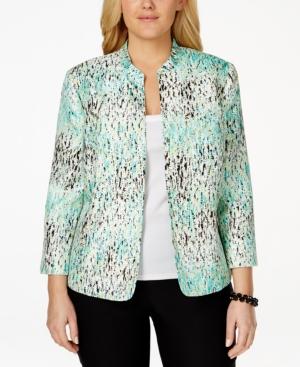 Kasper Plus Size Printed Open-front Flyaway Blazer