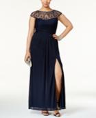 Xscape Plus Size Embellished Faux-wrap Gown