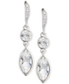 Givenchy Silver-tone Clear Crystal Marquise Drop Earrings
