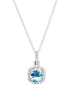 Victoria Townsend Blue Topaz (1-3/8 Ct. T.w.) And Diamond Accent Pendant Necklace In Sterling Silver