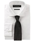 Nick Graham White Dress Shirt And Black Grey Dot Tie Set