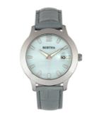 Bertha Quartz Eden Collection Grey And Silver Leather Watch 38mm