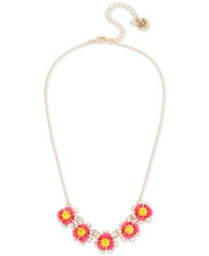 Betsey Johnson Gold-tone Crystal Floral Statement Necklace, 15 + 3 Extender