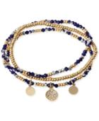Kenneth Cole New York Two-tone Blue Faceted Bead Stretch Bracelet
