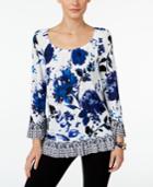 Inc International Concepts Petite Printed Flounce Top, Only At Macy's