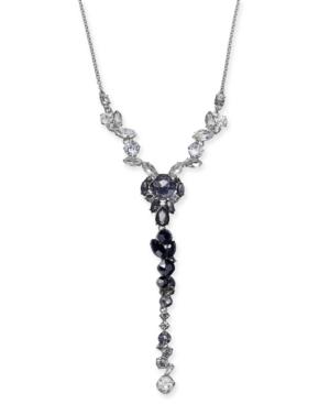 I.n.c. Silver-tone Black Ombre Crystal Lariat Necklace, 24 + 3 Extender, Created For Macy's