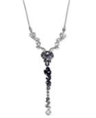 I.n.c. Silver-tone Black Ombre Crystal Lariat Necklace, 24 + 3 Extender, Created For Macy's