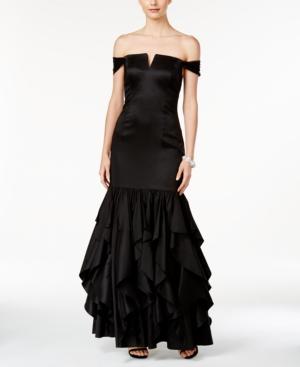 Adrianna Papell Off-the-shoulder Ruffled Mermaid Gown