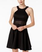 City Studios Juniors' Illusion-waist Scuba Fit & Flare Dress