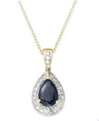 Victoria Townsend 18k Gold Over Sterling Silver Necklace, Midnight Sapphire (2-1/4 Ct. T.w.) And Diamond Accent Teardrop Pendant