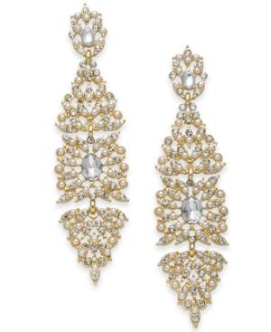 I.n.c. Gold-tone Crystal & Imitation Pearl Kite Drop Earrings, Created For Macy's