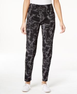 Style & Co. Sport Marble-print Tummy Control Pants, Only At Macy's