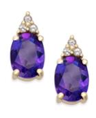 Amethyst (2-1/5 Ct. T.w.) And White Topaz (1/5 Ct. T.w.) Stud Earrings In 10k Gold