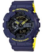 G-shock Men's Analog-digital Navy/yellow Resin Strap Watch 51mm Ga110ln-2a