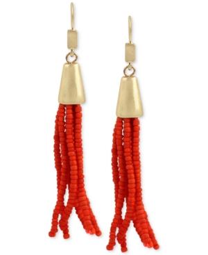 Kenneth Cole New York Gold-tone Beaded Fringe Tassel Drop Earrings