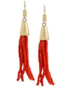 Kenneth Cole New York Gold-tone Beaded Fringe Tassel Drop Earrings