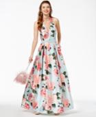 Teeze Me Juniors' Printed Satin Halter Gown, Created For Macy's