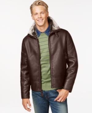 Marc Nw York Faux Leather Jacket With Shearling Lining