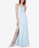 Fame And Partners Bluebell Lace-up-back Slit Gown