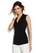 Vince Camuto Sleeveless Ruched V-neck Top