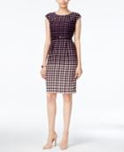 Connected Dot-print Belted Sheath Dress