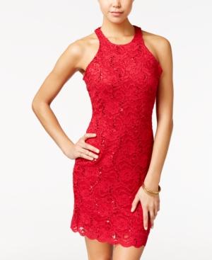 Jump Juniors' Open-back Sequin Lace Bodycon Dress