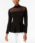 Thalia Sodi Embellished Illusion Peplum Top, Created For Macy's