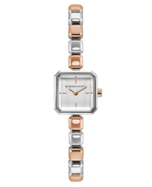 Bcbg Maxazria Ladies Two Tone Rose Gold Bracelet Watch With Silver Square Dial, 20mm