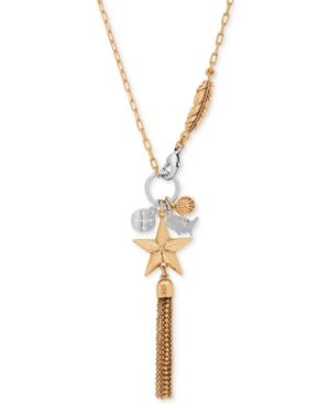 Lucky Brand Two-tone Charm Lariat Necklace