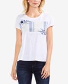 Vince Camuto Floral-embroidered Graphic T-shirt