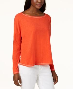 Eileen Fisher Contrast-stitch Organic Cotton Top