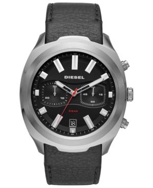 Diesel Men's Chronograph Tumbler Black Leather Strap Watch 48mm