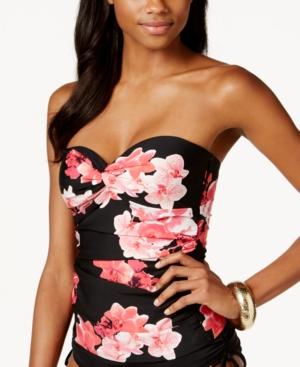 Calvin Klein Floral-print Bandeau Tankini Top Women's Swimsuit