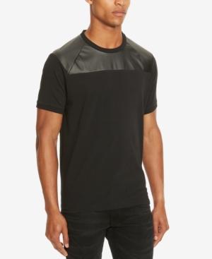 Kenneth Cole Reaction Men's Mixed-media Faux Leather Trim T-shirt