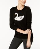 Charter Club Embellished Swan Sweater, Created For Macy's