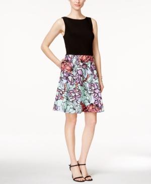 Sl Fashions Sleeveless Printed Fit & Flare Dress