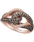 Le Vian Chocolatier Gladiator Knot White And Chocolate Diamond Ring (1-1/2 Ct. T.w.) In 14k Rose Gold