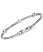 Charriol White Topaz Cable Bangle Bracelet (1/2 Ct. T.w.) In Stainless Steel & Sterling Silver
