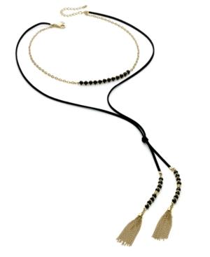 Inc International Concepts Gold-tone & Faux Suede Layered Lariat Necklace, Created For Macy's