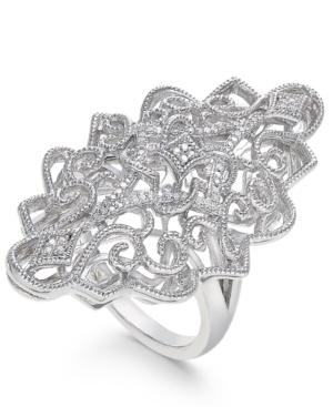 Diamond Filigree Statement Ring (1/10 Ct. T.w.) In Sterling Silver