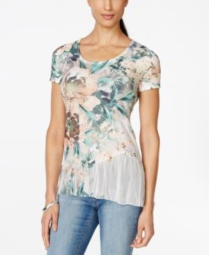 Style & Co. Petite Flutter-hem Embellished Top, Only At Macy's