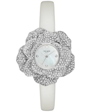 Kate Spade New York Women's Crystal-rose White Leather Band Watch 26mm Ksw1316
