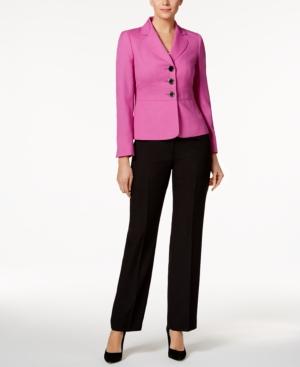 Le Suit Colorblocked Twill Three-button Pantsuit