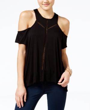 Jessica Simpson Primrose Crochet-trim Cold-shoulder Top