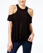Jessica Simpson Primrose Crochet-trim Cold-shoulder Top